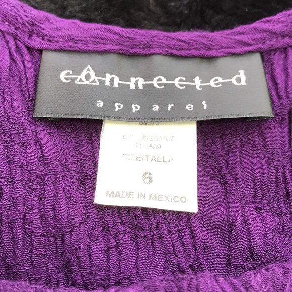 Connected Apparel Crinkle Tank Top Style Purple Dress 6 Rayon Dry Clean Wrinkle - Picture 8 of 11